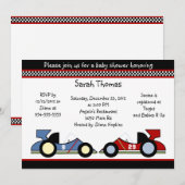 Race Cars Baby shower/BirthdayInvitations Kaart (Voorkant / Achterkant)