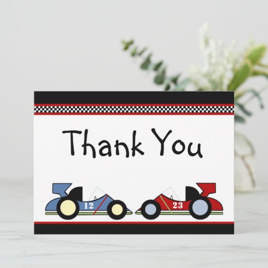 Race Cars Baby shower/BirthdayInvitations Kaart (Staand voorkant)