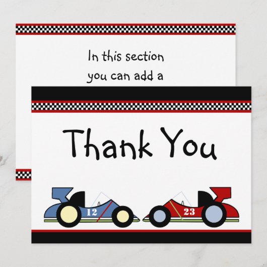 Race Cars Baby shower/BirthdayInvitations Kaart (Voorkant / Achterkant)