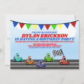 Race Cars Birthday Party Invitation Kaart (Voorkant)