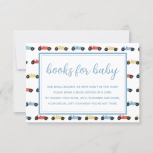Race Cars Blue Boy Baby Shower Books For Baby Card Kaart