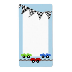 Race Cars Boek Labels Baby Blauw
