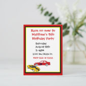 Race Cars Boy's Birthday Uitnodiging (Staand voorkant)