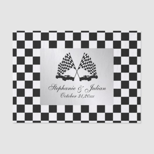 Race Cars Checker-vlag Tissuepapier (Voorkant)
