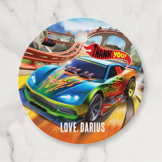 Race Cars Dank u Labels - Verjaardagsfeest Gift La (Voorkant)
