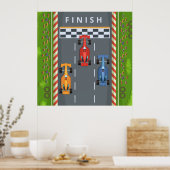 Race Cars Finish Line Poster (Keuken)