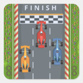 Race Cars Finish Line Vierkante Sticker (Voorkant)