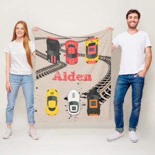Race Cars met bandenmerken, gepersonaliseerd Fleece Deken