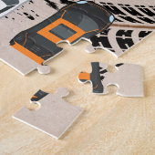 Race Cars met bandenmerken, gepersonaliseerd Legpuzzel (Zijkant)