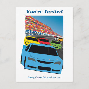 Race Cars Party Invitation Briefkaart - Bewerkbaar