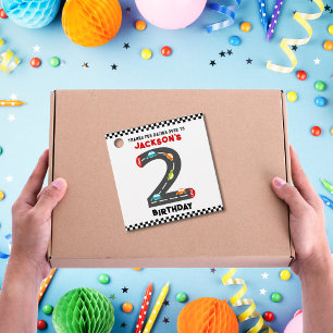 Race Cars Second Birthday Kinder Party Bedankjes Labels