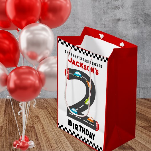 Race Cars Second Birthday Kinder Party Medium Cadeauzakje