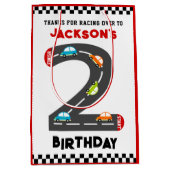 Race Cars Second Birthday Kinder Party Medium Cadeauzakje (Voorkant)
