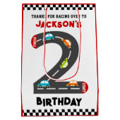 Race Cars Second Birthday Kinder Party Medium Cadeauzakje (Achterkant)