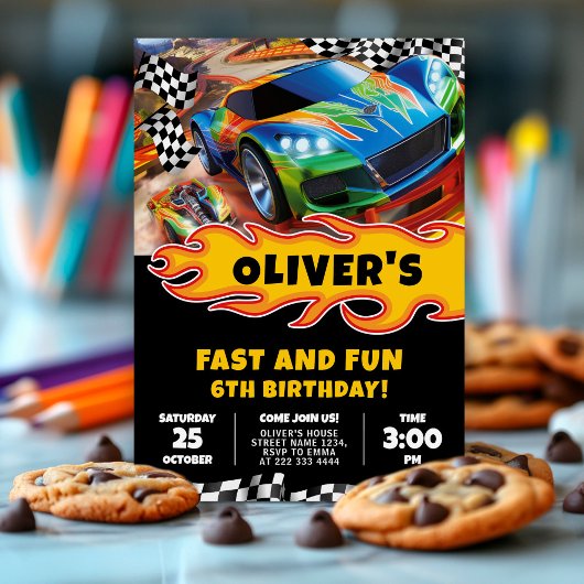 Race Cars Verjaardag en Kleuren Kaart