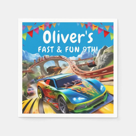 Race Cars Verjaardag Servet (Voorkant)