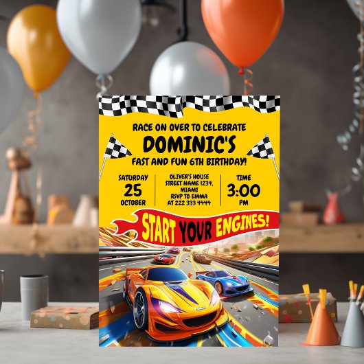 Race Cars Verjaardag Uitnodiging