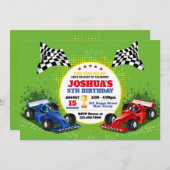 Race Cars Verjaardag Uitnodiging (Voorkant / Achterkant)