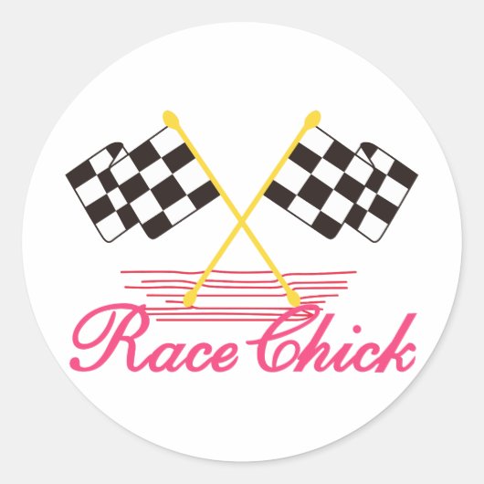 Race Chick Ronde Sticker (Voorkant)