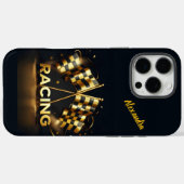 Race dag sensatie met zwarte en gouden vlaggen! Case-Mate iPhone case (Achterkant (horizontaal))