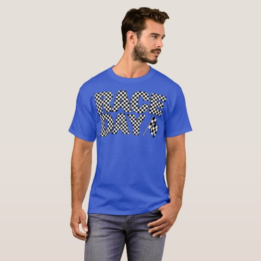 Race Day Checkered Lettering Racing Flag T-shirt (Voorkant volledig)