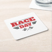 Race Day Gecontkered Flag Car Racing Kartonnen Onderzetters (Schuin)