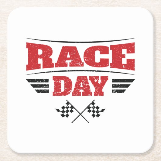 Race Day Gecontkered Flag Car Racing Kartonnen Onderzetters (Voorkant)
