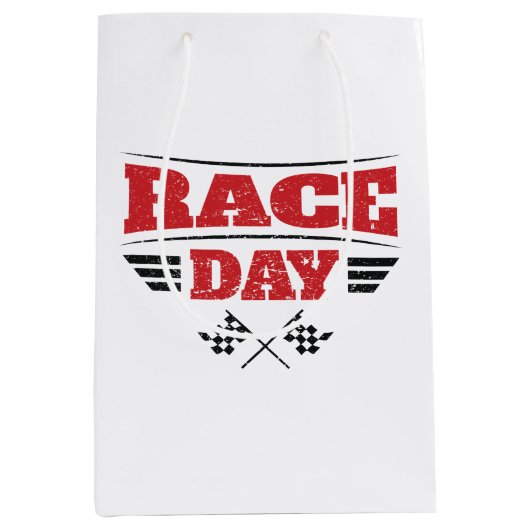 Race Day Gecontkered Flag Car Racing Medium Cadeauzakje (Voorkant)