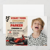 Race Day Verjaardag Uitnodiging met foto (Voorkant / Achterkant)