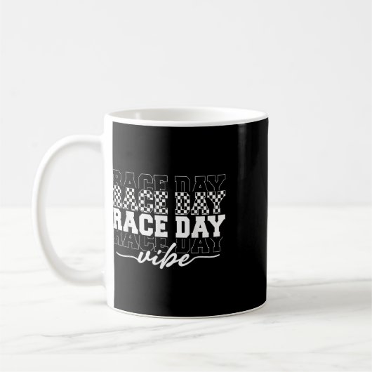Race Day Vibes geruit Coquette Bow Car Racing M Koffiemok (Links)