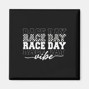 Race Day Vibes geruit Coquette Bow Car Racing M Magneet