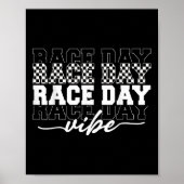 Race Day Vibes geruit Coquette Bow Car Racing M Poster (Voorkant)
