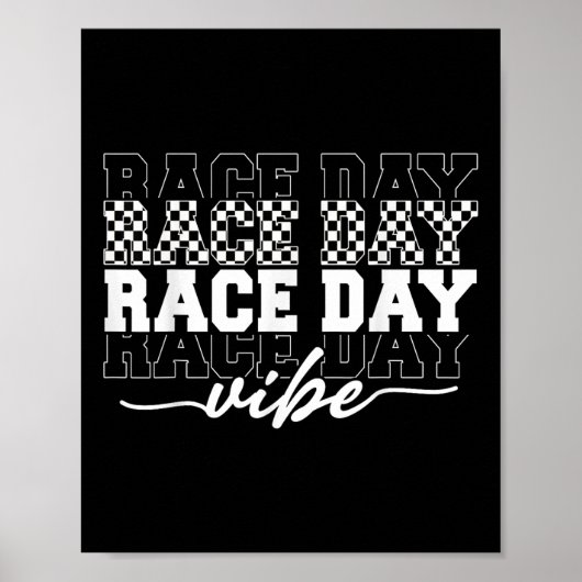 Race Day Vibes geruit Coquette Bow Car Racing M Poster (Voorkant)