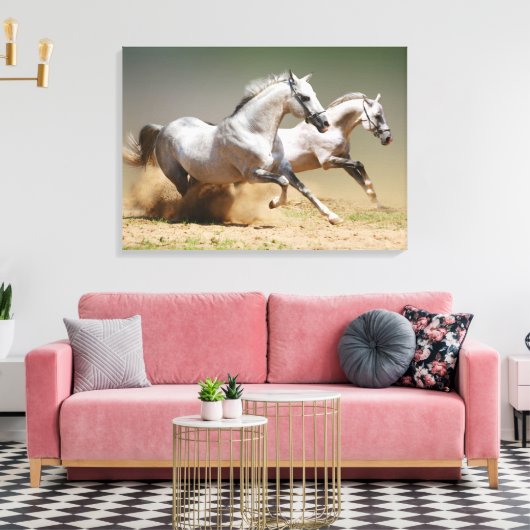 Race de windpaarden canvas afdruk (Insitu (Woonkamer))