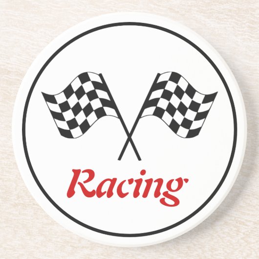 Race-eindvlaggen zandsteen onderzetter (Voorkant)