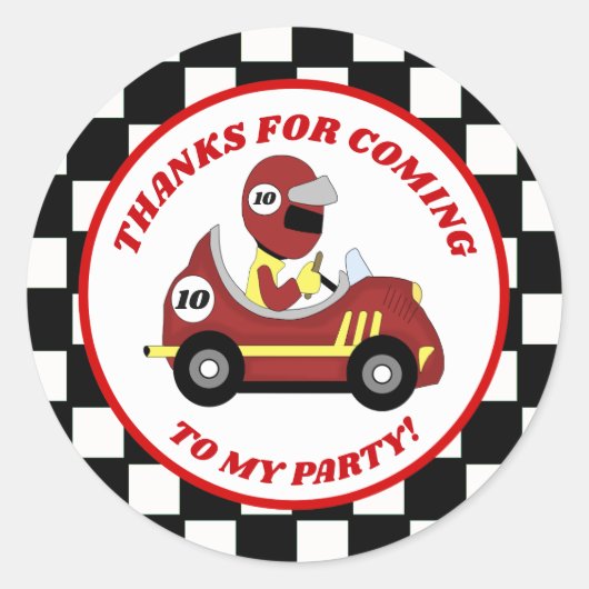 Race Fans Personalized Birthday Party Stickers (Voorkant)