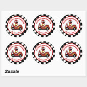 Race Fans Personalized Birthday Party Stickers (Vel)