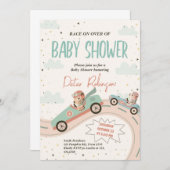 Race Fast Car Baby shower Invitation Kaart (Voorkant / Achterkant)