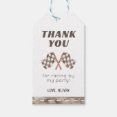Race Flags Verjaardagsfeest Label, Race Car Dank u Cadeaulabel (Voorkant)