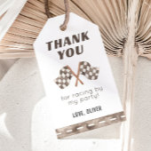 Race Flags Verjaardagsfeest Label, Race Car Dank u Cadeaulabel