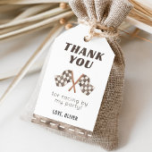 Race Flags Verjaardagsfeest Label, Race Car Dank u Cadeaulabel