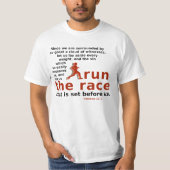 Race Hebrews 12:1 t-shirt uitvoeren (Voorkant)