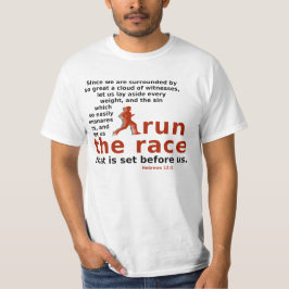 Race Hebrews 12:1 t-shirt uitvoeren
