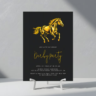 Race Horse Derby Party Elegant Zwart en Goud Kaart