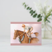 Race Horse en Jockey Briefkaart (Staand voorkant)