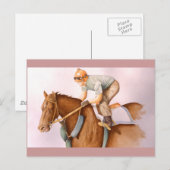 Race Horse en Jockey Briefkaart (Voorkant / Achterkant)