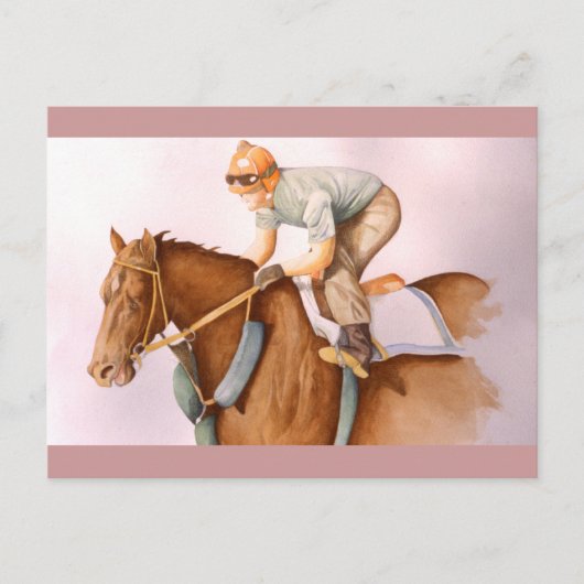 Race Horse en Jockey Briefkaart (Voorkant)