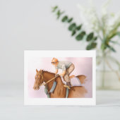 Race Horse en Jockey Briefkaart (Staand voorkant)