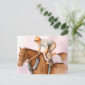 Race Horse en Jockey Briefkaart (Staand voorkant)