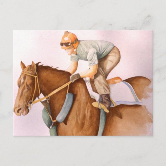 Race Horse en Jockey Briefkaart (Voorkant)